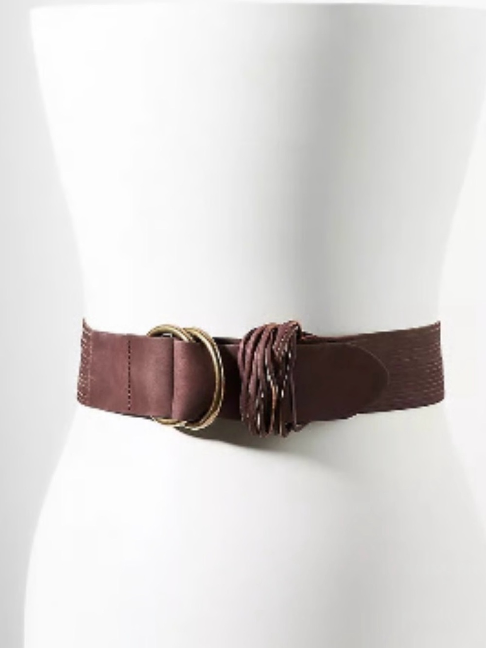 Anthropologie Tonya Double O-Ring Belt Leather Fringe Waist Belt Sz Med/Large